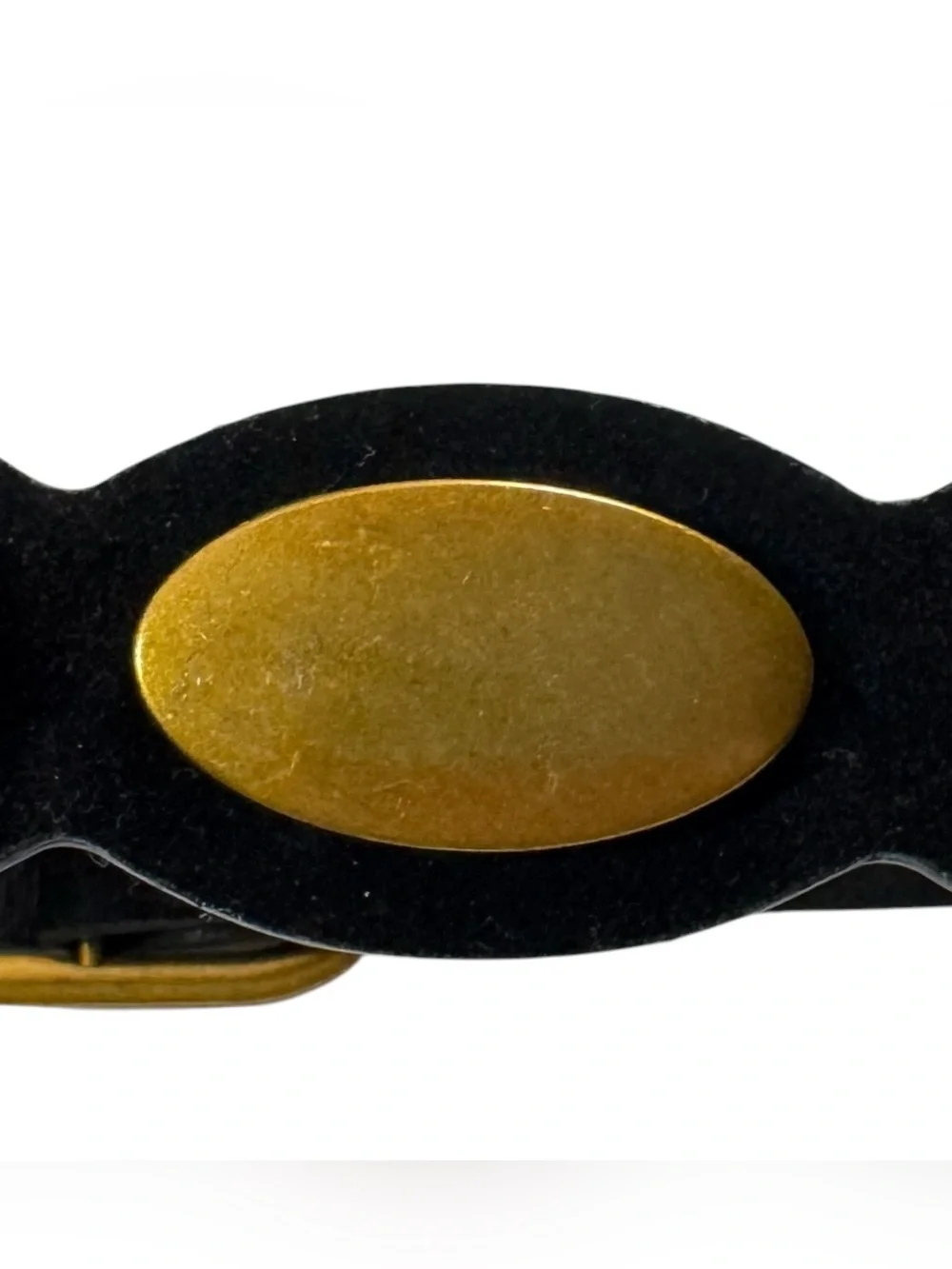 Gold Accent Medallion Black Faux Suede Belt Size M/L NWOT